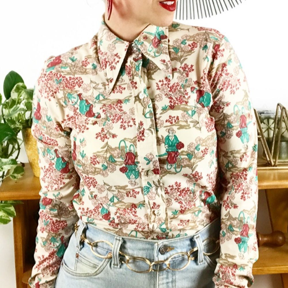 Vintage 1970’s wrangler novelty blouse button up‎